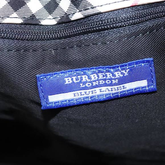 BURBERRY Blue Label Tote Bag Canvas Silver Black Auth 96669 - Picture 10 of 16